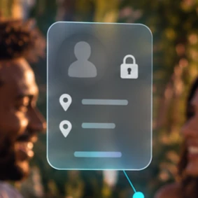 Demonstração conceitual de um cartão de conversa e localização